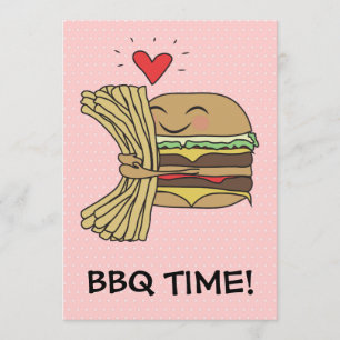 Invitation Burger aime les fraises BBQ