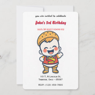 Invitation Burger Baby Personnalisé Anniversaire
