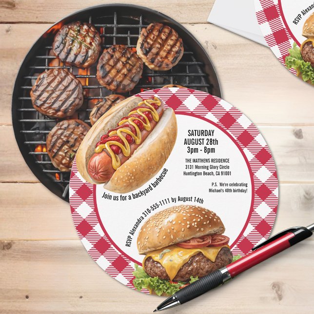 Invitation Burger et hot-dog du grill de barbecue de jardin (Créateur téléchargé)