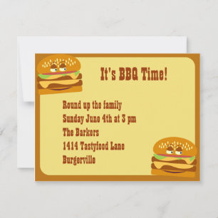 Invitation Burger souriant BBQ Party