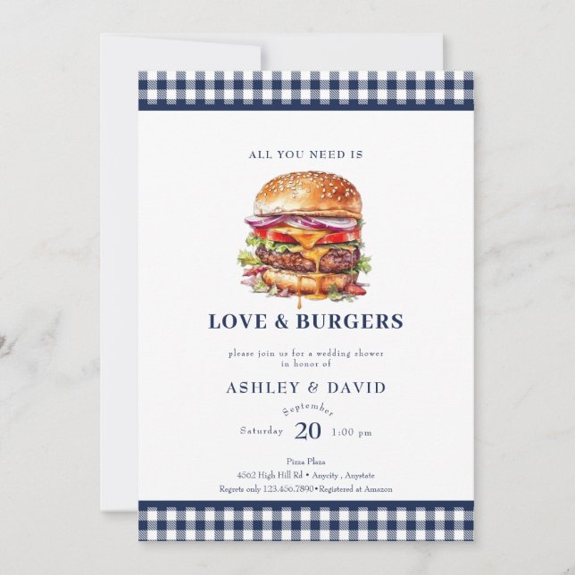 Invitation Burgers| BBQ | Fête de couples (Devant)