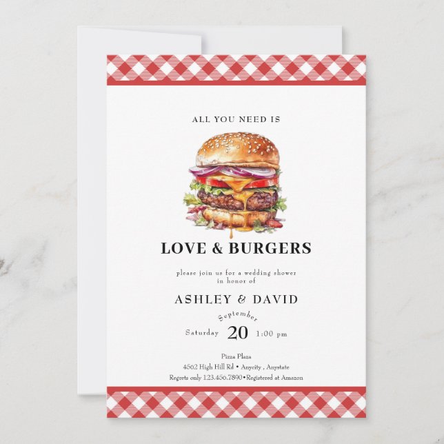 Invitation Burgers| BBQ | Fête de couples (Devant)