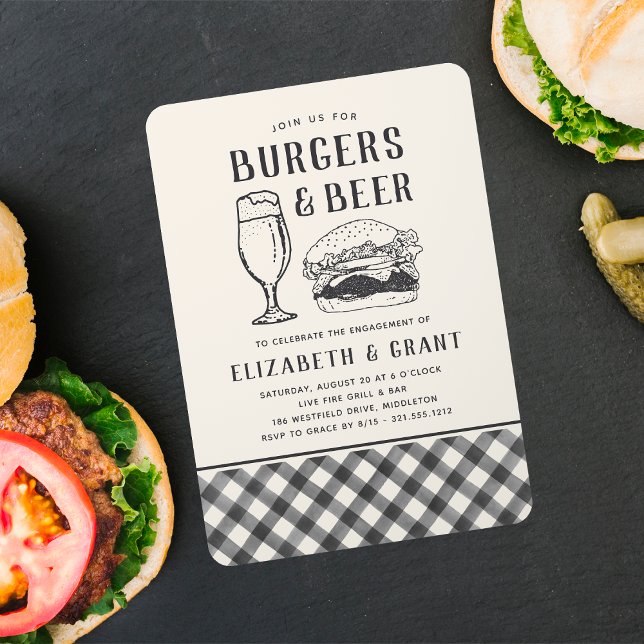 Invitation Burgers & Beer Engagement Party (Créateur téléchargé)