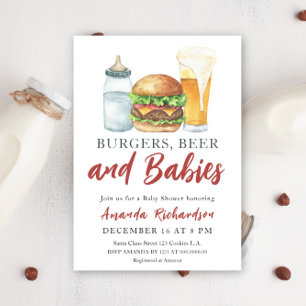 Invitation Burgers, BIÈRE et bébé - Baby shower