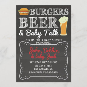 Invitation Burgers, bières et Baby showers pour bébés