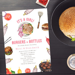 Invitation Burgers + Bouteilles Cookout Girl Baby shower
