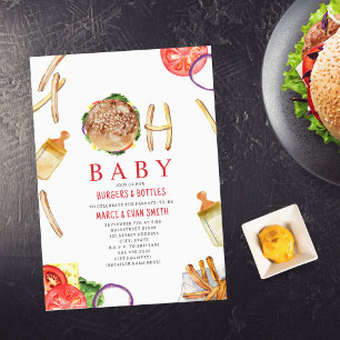 Invitation Burgers et bouteilles Hamburger Oh Baby shower