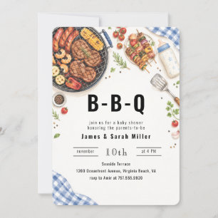 Invitation Burgers Grill Barbecue Bébé Q Baby Shower