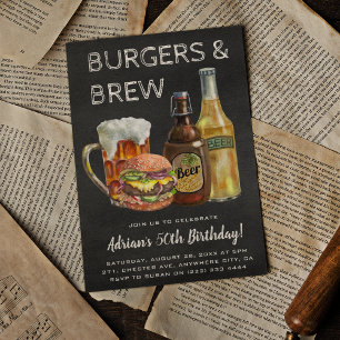 Invitation Burgers rustiques et brasse BBQ Anniversaire