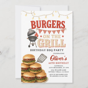 Invitation Burgers sur le grill Fête d'anniversaire adulte da
