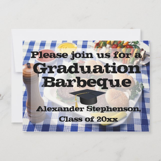 Invitation Burgers sur nappes Graduation Party Barbeque (Devant)