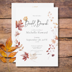Invitation Burgogne rustique et feuilles d'automne pour un br