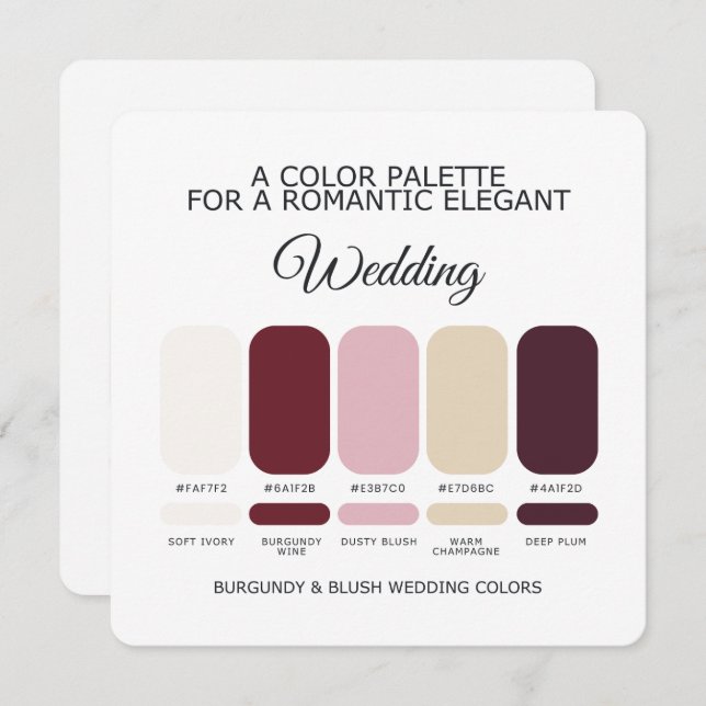Invitation Burgundy and Blush Wedding Color Palette Card (Devant / Derrière)