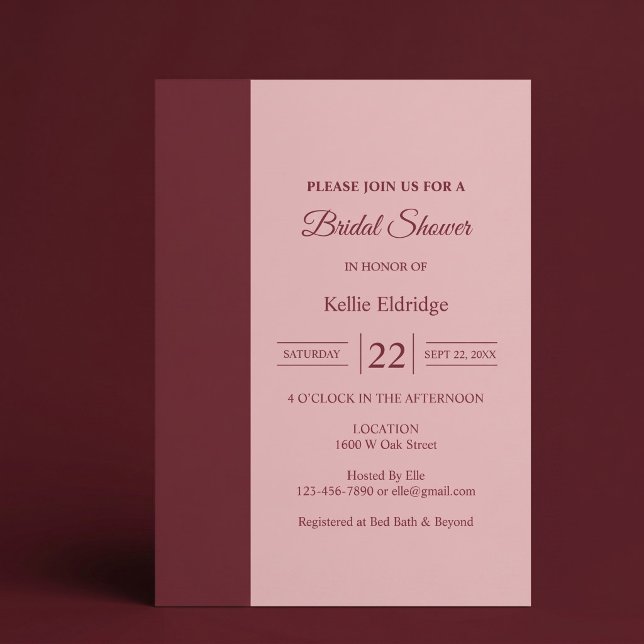 Invitation Burgundy Bar Minimaliste Mariage Moderne (Créateur téléchargé)