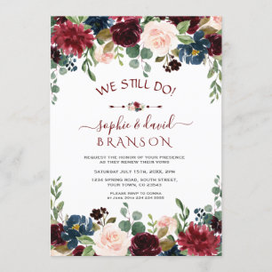 Invitation Burgundy Bleu Blush Floral Calligraphie Nous Faiso