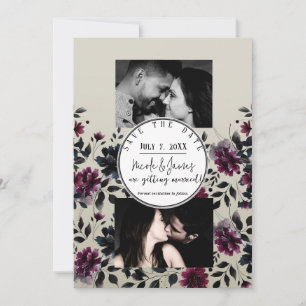 Invitation Burgundy Bleu Minuit Floral Almond Mariage