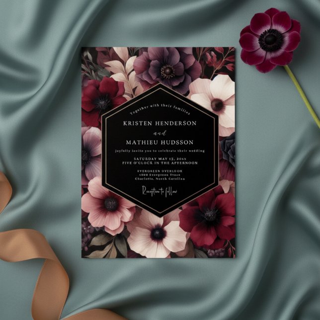 Invitation Burgundy Bloom Whimsical Wedding (Créateur téléchargé)