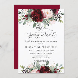 Invitation Burgundy Blush Floral Flowers