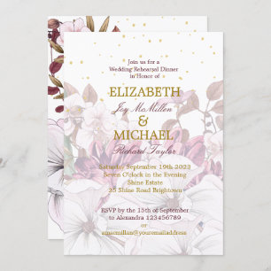 Invitation Burgundy Blush Floral Gold Élégant Mariage chic
