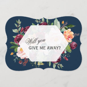Invitation Burgundy Blush Floral Navy Me Donnera