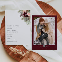 Burgundy Blush Floral Winter Wedding Enregistrer l