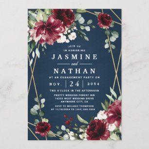 Invitation Burgundy Blush Gold Floral