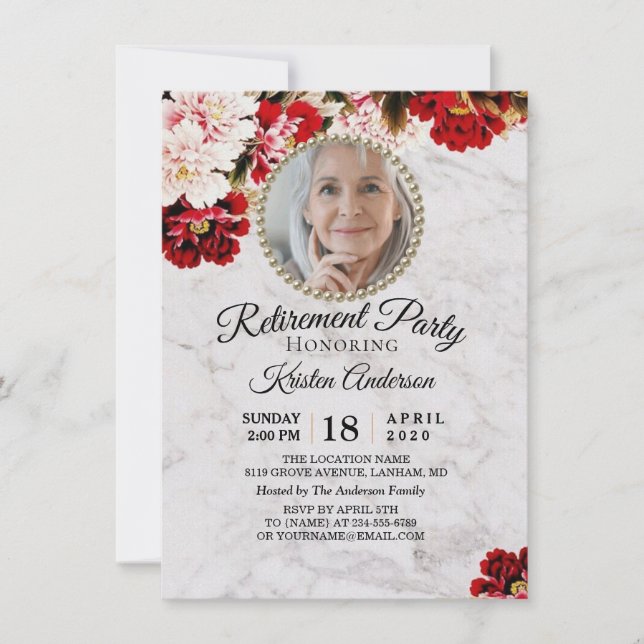 Invitation Burgundy Blush Marble Classy Retraite Party (Devant)