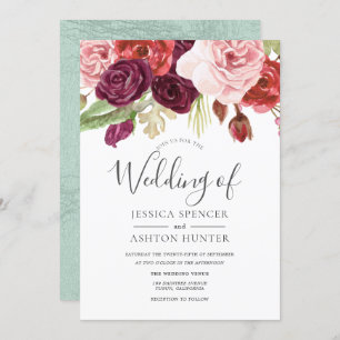 Invitation Burgundy Blush Mint tendance All Seasons Mariage