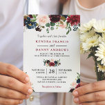 Invitation Burgundy Blush Navy Bleu Floral Botanique Mariage<br><div class="desc">*** Voir Objets correspondants : https://zazzle.com/collections/119409135726966222 **** ||| Burgundy Navy Bleu Bleu Bleu Floral Faire-part de mariage botanique. (1) Pour plus de personnalisation, cliquez sur le lien "customiser plus loin" et utilisez notre outil de conception pour modifier ce modèle. (2) Si vous préférez les papiers plus épais / Finition mat,...</div>