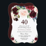 Invitation Burgundy Boho Aquarelle Blush 40e fête d'anniversa<br><div class="desc">Burgundy Boho Aquarelle Blush 40th Birthday Party Invitation Voir la collection correspondante dans Niche et Nest Store Nous avons aussi beaucoup d'autres Invitation et collections.</div>
