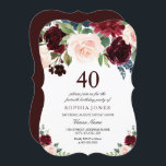 Invitation Burgundy Boho Aquarelle Blush 40e fête d'anniversa<br><div class="desc">Burgundy Boho Aquarelle Blush 40th Birthday Party Invitation Voir la collection correspondante dans Niche et Nest Store Nous avons aussi beaucoup d'autres Invitation et collections.</div>