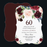 Invitation Burgundy Boho Aquarelle Blush 60e fête d'anniversa<br><div class="desc">Burgundy Boho Aquarelle Blush 60th Birthday Party Invitation Voir la collection correspondante dans Niche et Nest Store Nous avons aussi beaucoup d'autres Invitation et collections.</div>