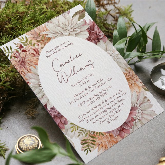 Invitation Burgundy Botanical Couples Baby Shower (Créateur téléchargé)
