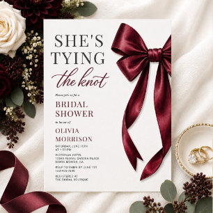 Invitation Burgundy Bow Elle Noue le Nœud Baby Shower