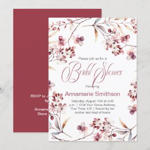 Invitation Burgundy Buds Delicy Fête des mariées de couronne 