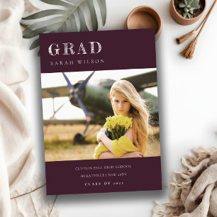 Invitation Burgundy Clean Minimal Clean Photo Graduation