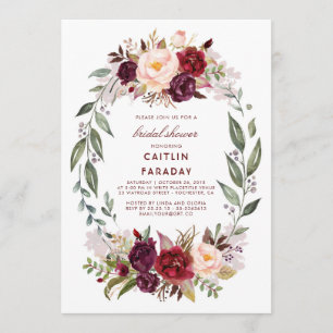 Invitation Burgundy - Couronne florale de Marsala pour une do
