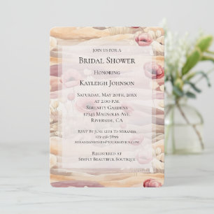 Invitation Burgundy Crème Blush Fête des mariées Florale