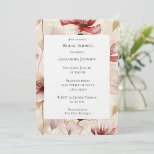 Invitation Burgundy Crème Lavande Fête des mariées florale