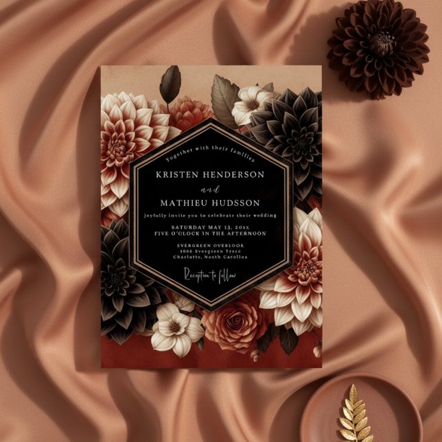 Invitation Burgundy Dahlia Bloom Wedding (Créateur téléchargé)