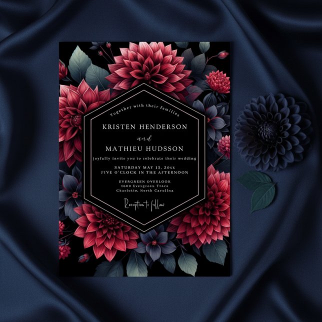 Invitation Burgundy Dahlia Opulent Wedding (Créateur téléchargé)