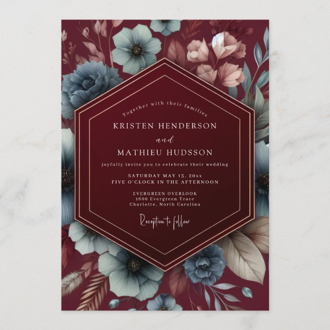 Invitation Burgundy Dark Romance Wedding (Devant)