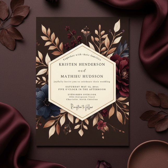 Invitation Burgundy Earthy Bloom Wedding (Créateur téléchargé)