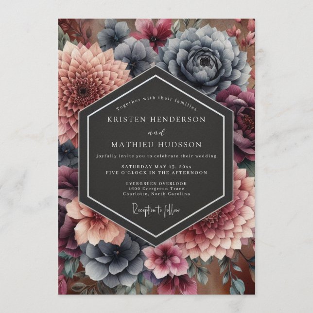 Invitation Burgundy Enthralling Autumnal Wedding (Devant)
