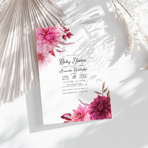Invitation Burgundy et Blush Automne-Fall Floral Baby Shower