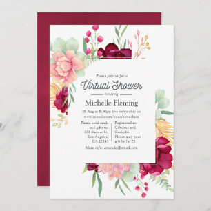 Invitation Burgundy et Blush douche virtuelle