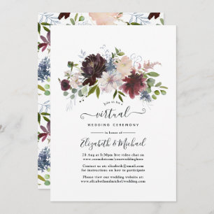 Invitation Burgundy et Blush Floral Mariage virtuel en ligne