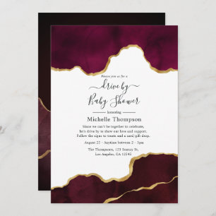 Invitation Burgundy et Gold Agate Drive par douche
