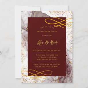 Invitation Burgundy et Gold Alcok Engagement Party