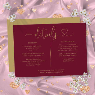 Invitation Burgundy Et Gold Heart Détails Du Script Informati